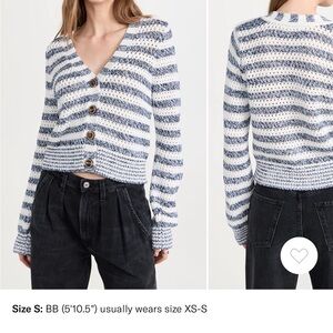 Veronica Beard Blue and White Striped Artura Cardigan